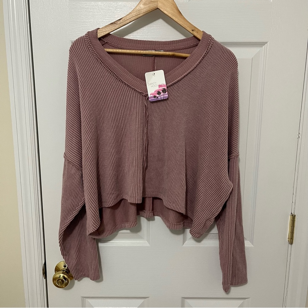 Mauve/light pink ribbed sweater top